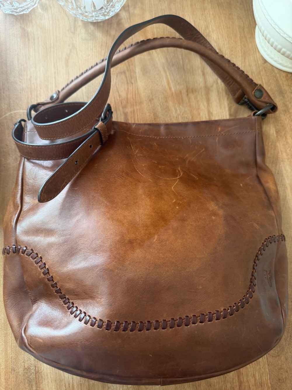 Frye Melissa Cognac Brown Leather Shoulder Bag
